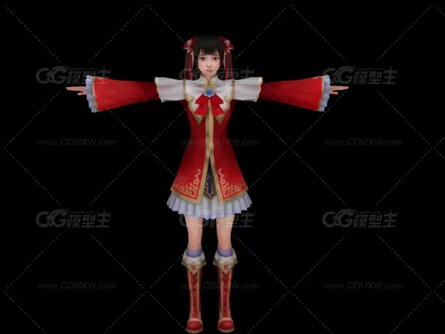 Dynasty 大乔 女角色 带贴图带绑定FBX-2