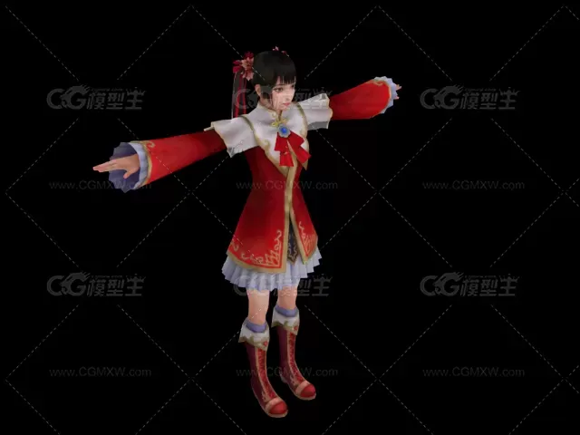 Dynasty 大乔 女角色 带贴图带绑定FBX-3