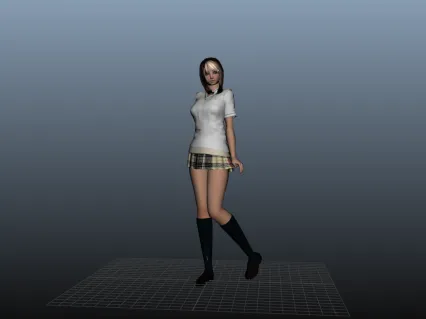 穿格子裙 女孩子模型