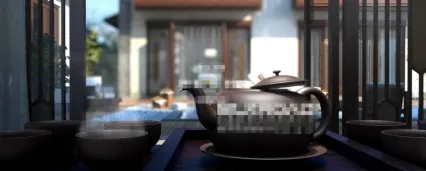 新中式 茶室 喝茶 品茶 空镜 意境镜头 模型精细 渲染真实