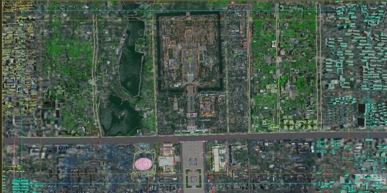 北京城市鸟瞰 北京南站及周边模型 包含天坛 永定门桥 龙潭西湖公园 故宫 北海 国家...-19