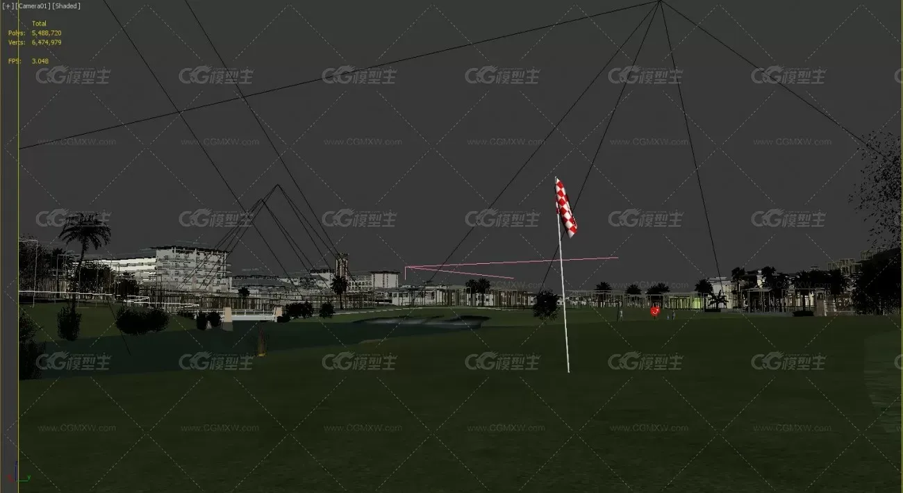 写实高尔夫球场动画场景，高尔夫球场，打高尔夫，树，植物，草地，运动-2