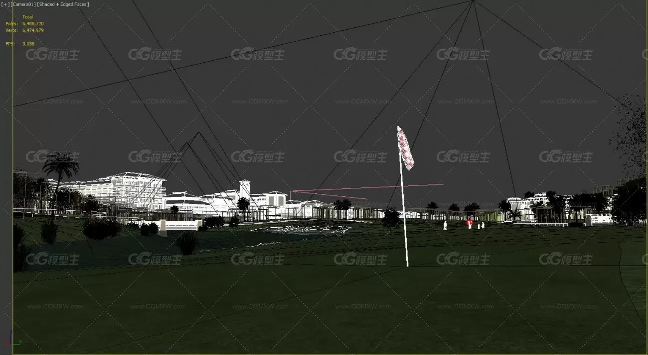 写实高尔夫球场动画场景，高尔夫球场，打高尔夫，树，植物，草地，运动-4