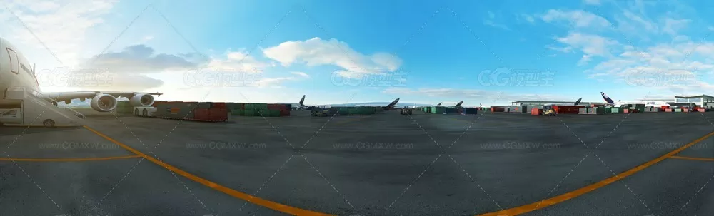 360度 VR镜头 机场 飞机 A380 货运 空运 机械车-1