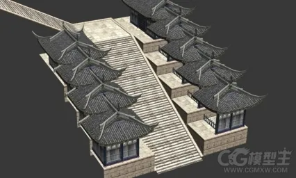 道观过廊3D模型