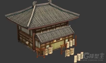 游戏场景中的书店模型
