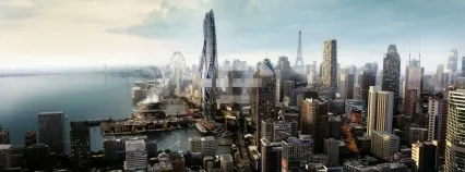 近未来 未来城市 科幻城市 科技城市 法国埃菲尔铁塔 模型精细 渲染真实