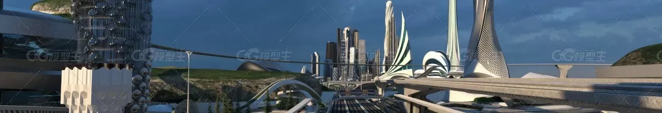 大型未来城市 概念中央商务区 超写实科技未来城市 未来高铁站 超级高铁 科幻城市 ...-5