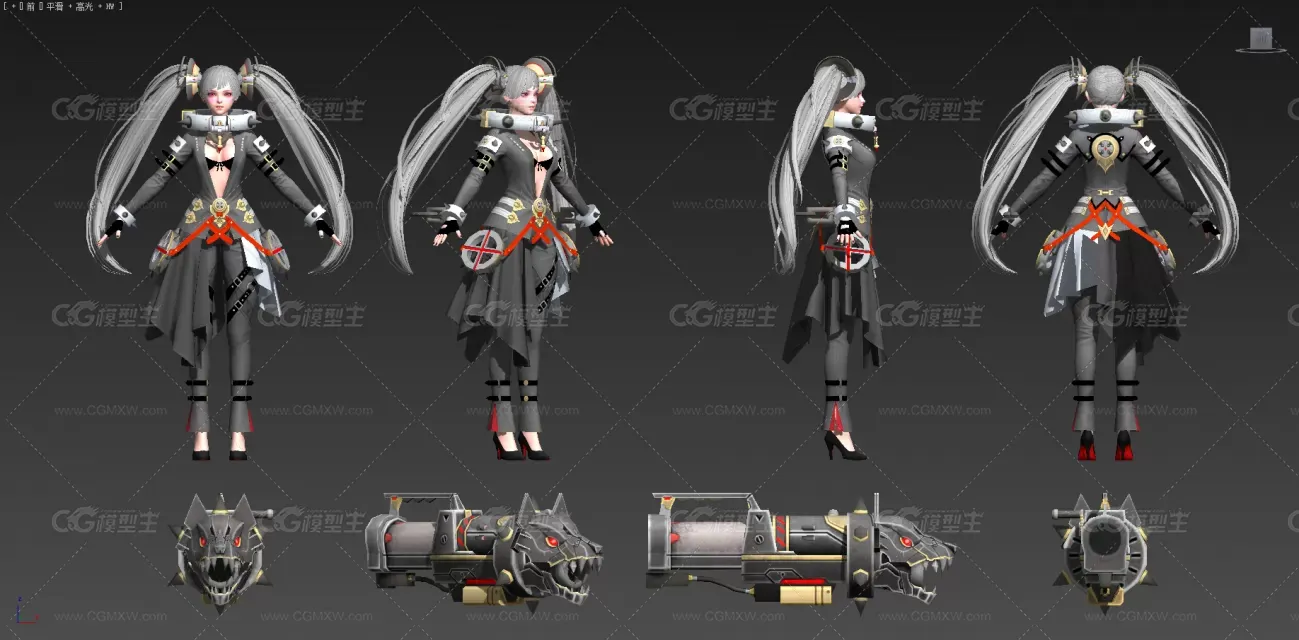 马尾辫少女模型-10