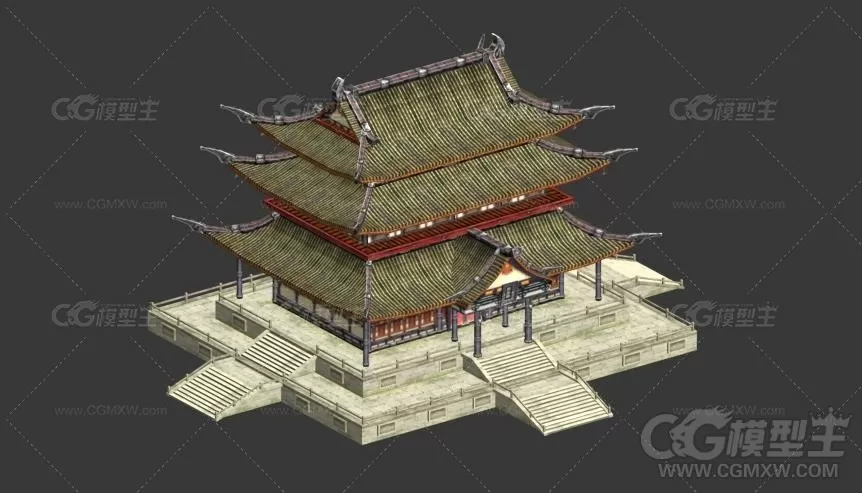 秦王殿场景建筑模型-1