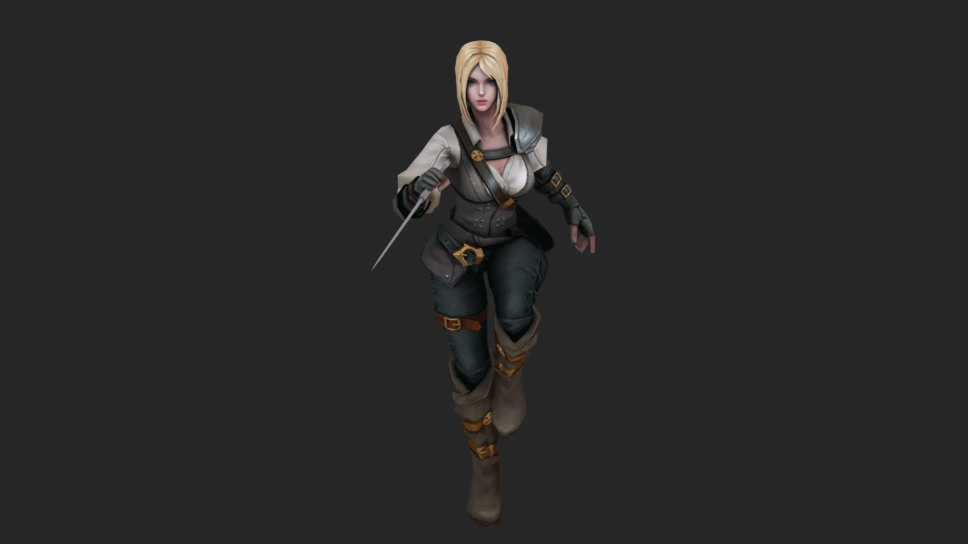 3D游戏女角色跑步动作模型