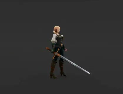 美女持剑攻击动作