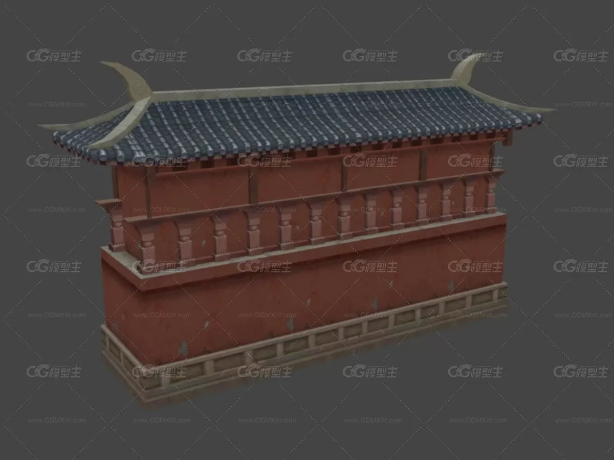 中式游戏古代建筑天阙王城 庭院哨楼走道-1