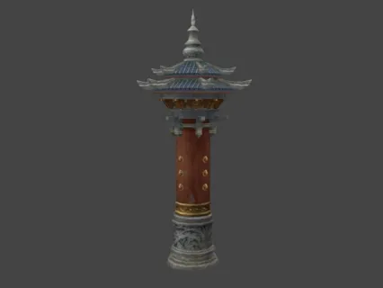 中式游戏古代建筑天阙王城 庭院镇魂柱