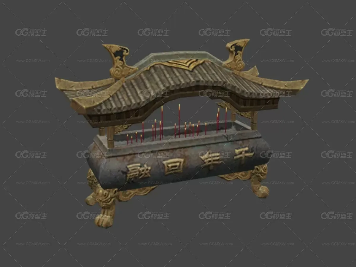 中式游戏古代建筑天阙王城 寺庙香炉-1