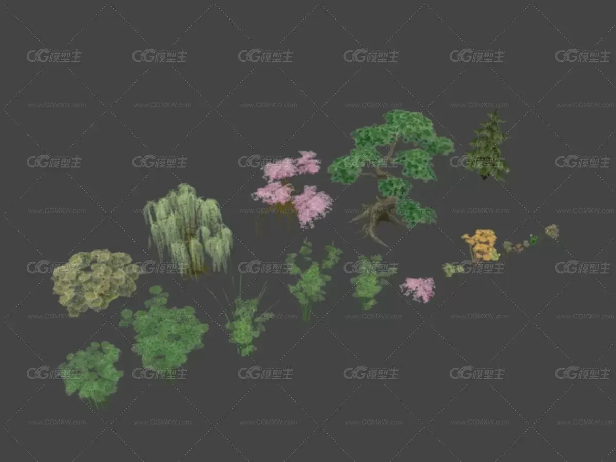 中式游戏古代建筑天阙王城 树木植物-1
