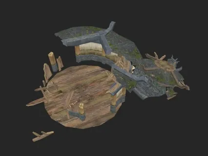 中式游戏古代建筑天阙王城 房子废墟