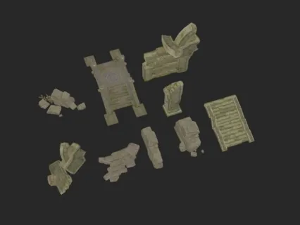 中式游戏古代建筑天阙王城 楼梯城墙废墟