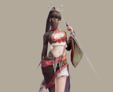 一个美女刺客3D模型（带待机动作的）