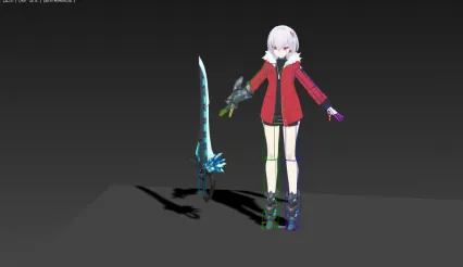 二次元卡通大刀少女模型