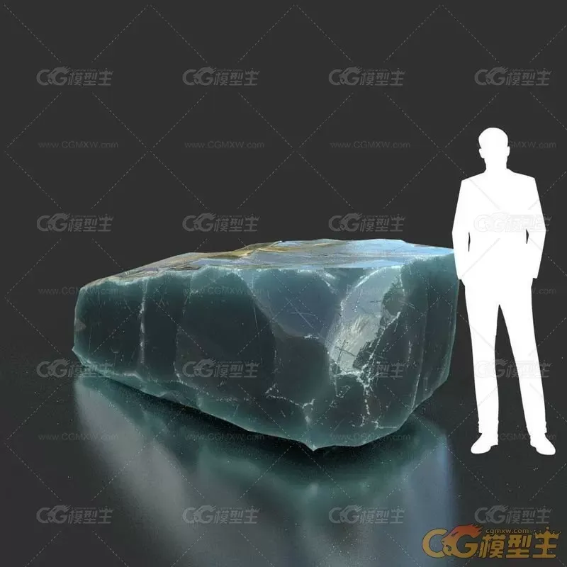 10款不同形状低多边形石头冰块3D模型-3