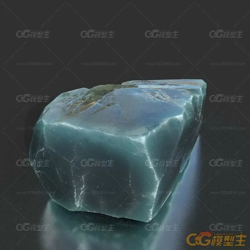 10款不同形状低多边形石头冰块3D模型-4
