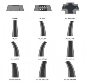 道路元素模型 公路模型 柏油马路3D模型