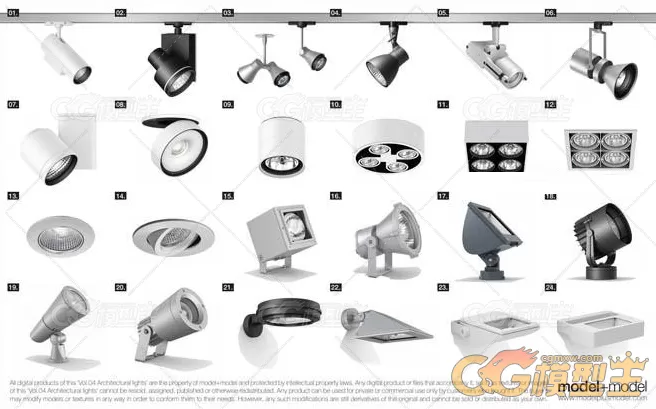 24套高品质的室内和室外的可视化建筑照明灯具模型下载-1