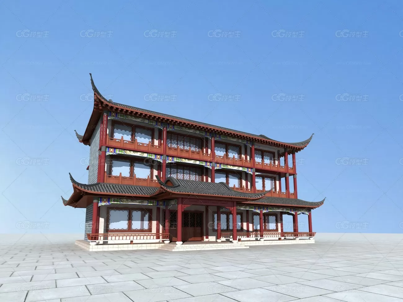 精模 古建 祠堂 寺庙  古建阁  古建楼  仿古建筑-2