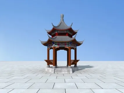 精模 古亭 亭子 凉亭 六角亭 双檐亭 木亭 彩绘亭