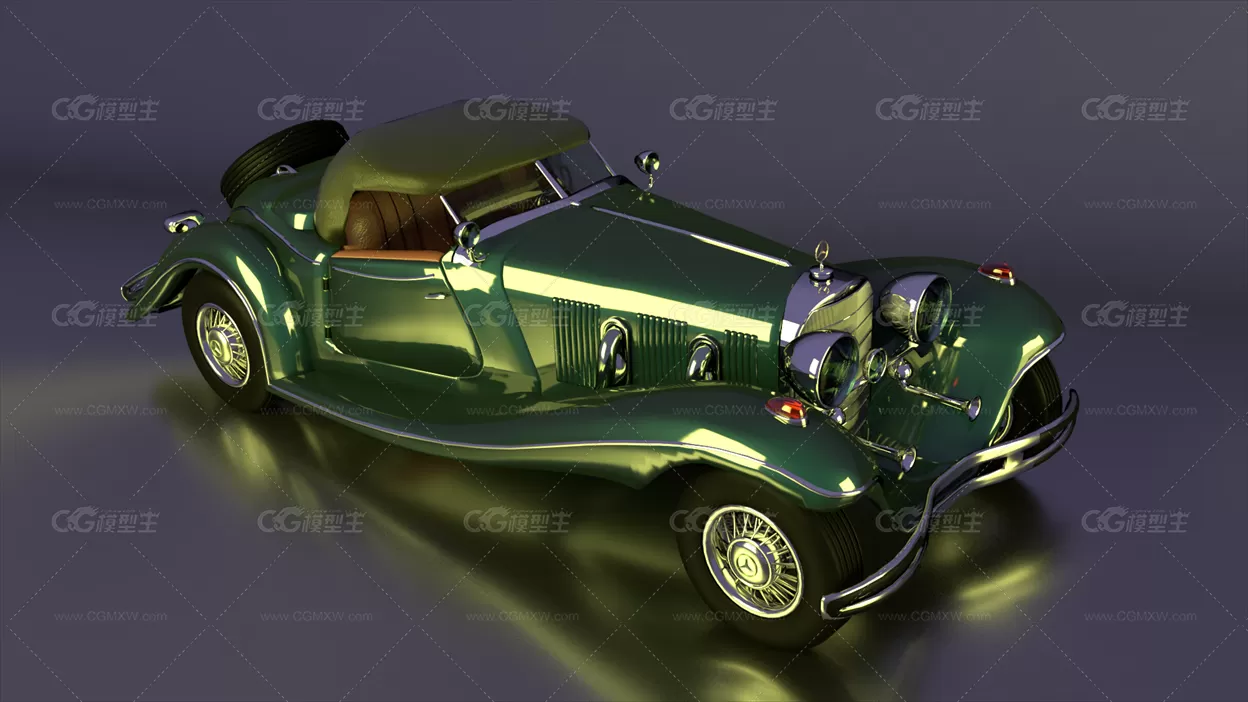 老式跑车 Classic Mercedes Roadster Car 3D模型-1