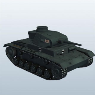 WWII Tank Germany Panzer III v1 3D模型