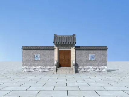 中式大门 古建大门 垂花门 围墙 中式院墙