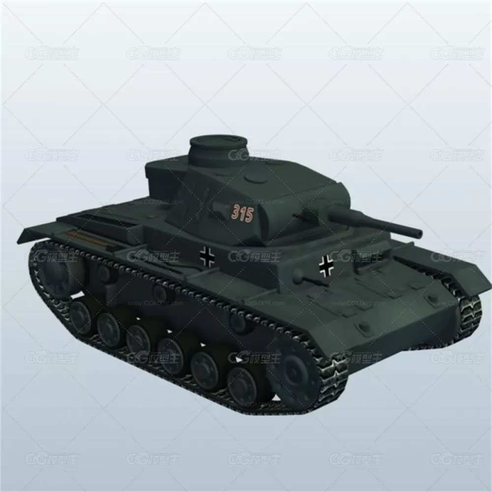 WWII Tank Germany Panzer III v1 3D模型-1