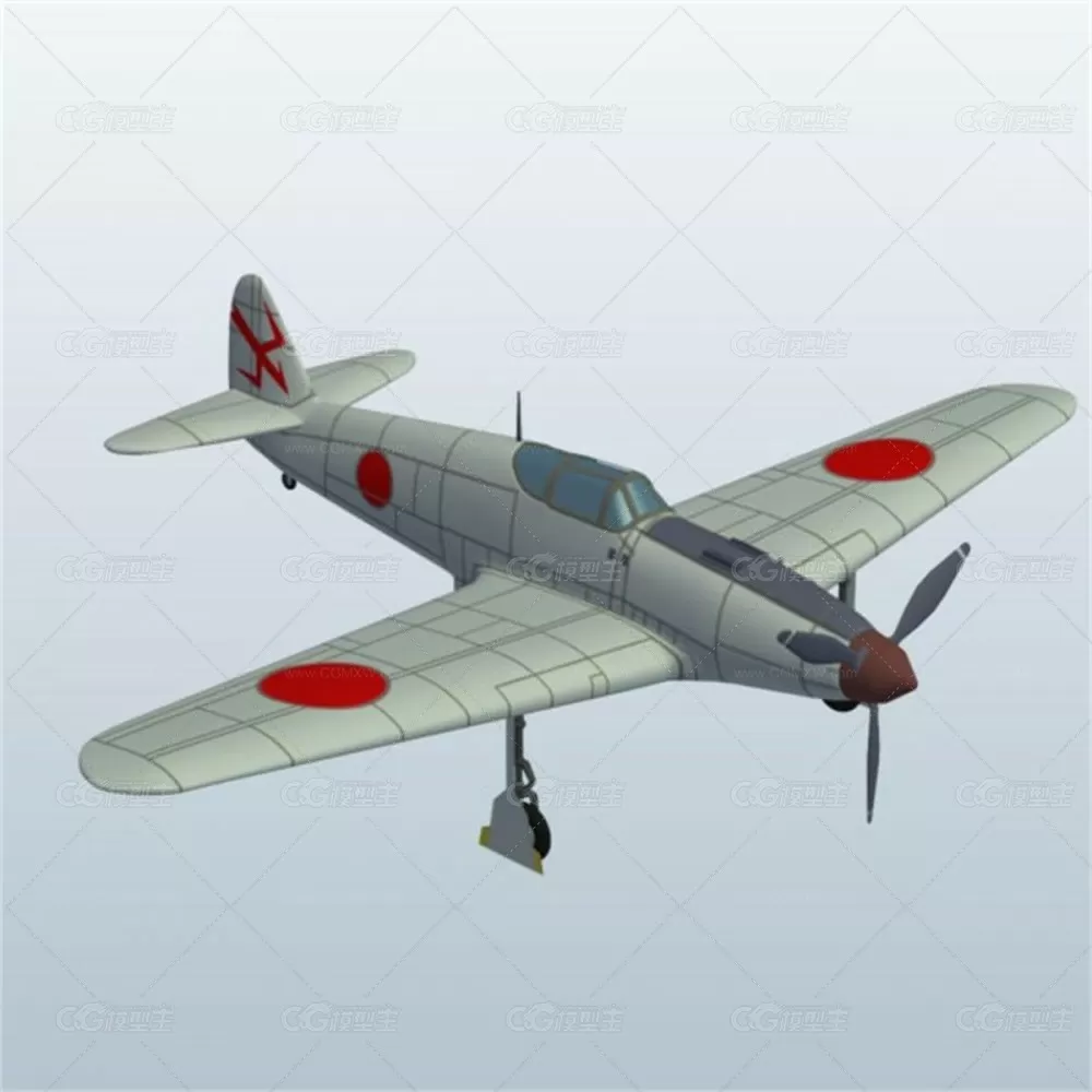 WWII Plane Japan Kawasaki Ki61 V1 3D模型-1