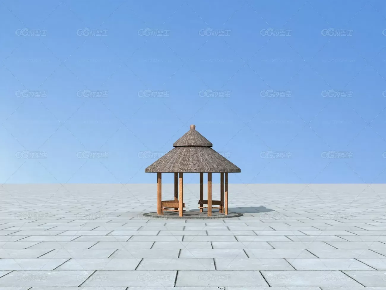 现代亭 新中式 亭子 凉亭 双檐亭 圆亭 木亭 彩绘亭  茅草亭-1