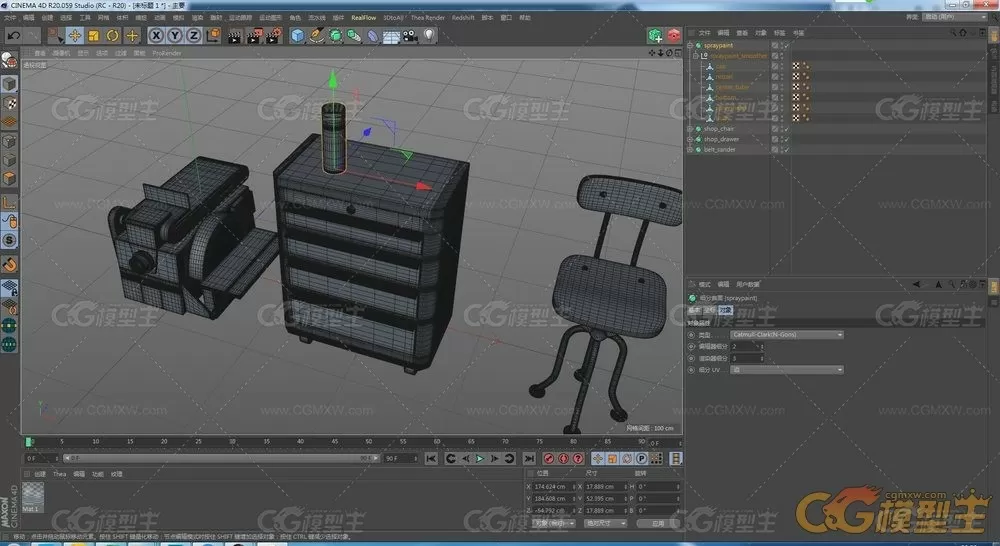 C4D模型库预置模型完美布线可直接使用-3