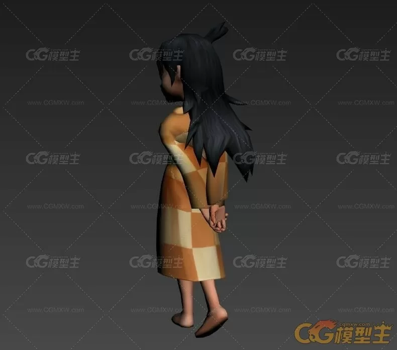 带骨骼绑定和待机动作[犬夜叉-铃]3D模型 四边面-3