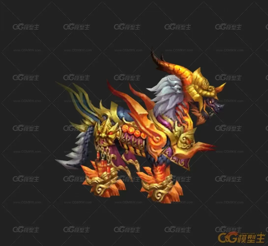 烈焰金晶兽坐骑 3d角色模型-1