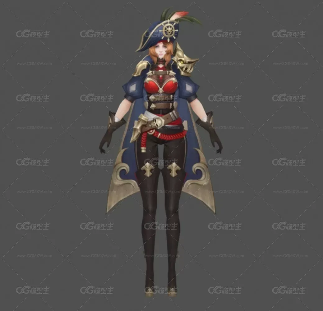 伊莉雅船长皮肤 3d角色模型-1