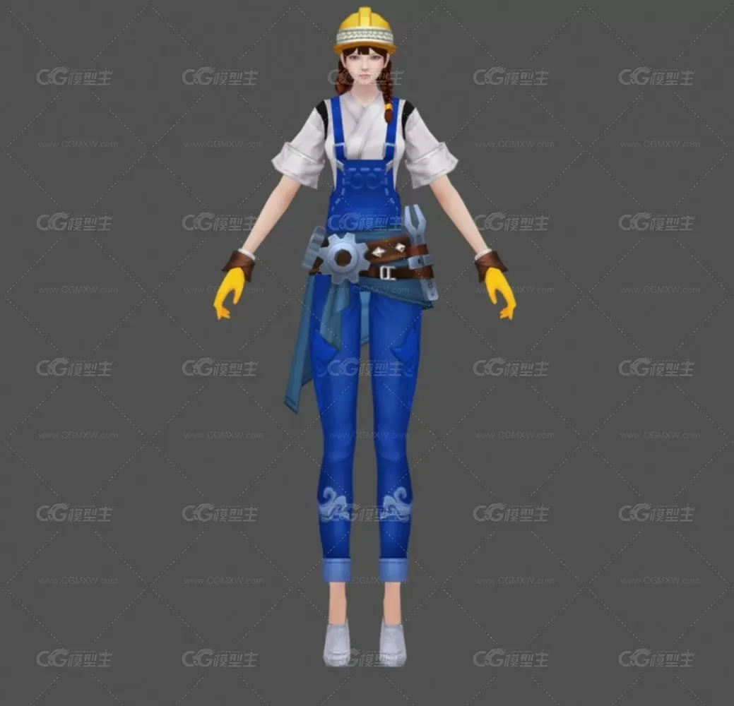 女工人皮肤 3d角色模型-1