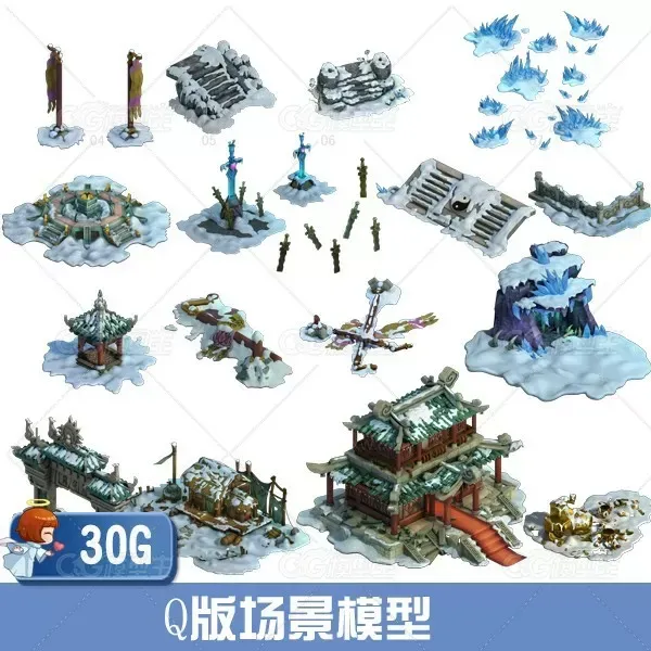 Q版游戏3DMAX场景模型素材-1