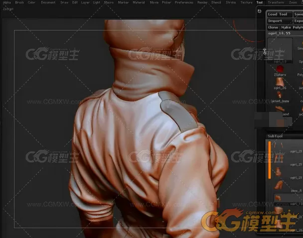 国外CG大师讲解zbrush游戏模型衣服雕刻教程-3