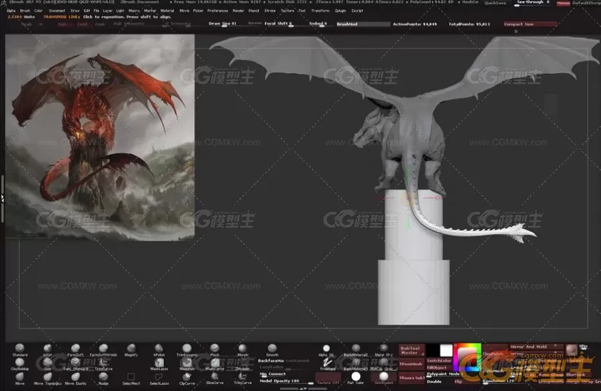 Gumroad机构出品的Zbrush大师级巨龙超精细雕刻实例制作视频教程-2