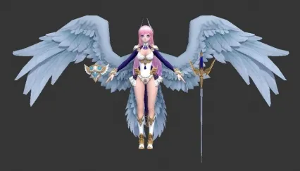 戴眼镜的白色羽翼小萝莉3DMax模型