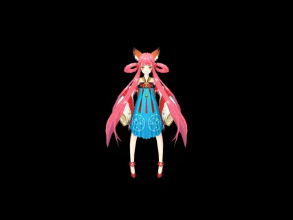 身穿汉服的萝莉小狐仙3dMax模型