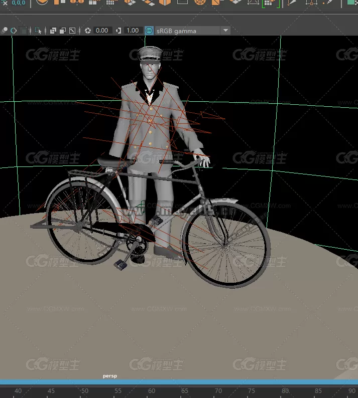 德军士兵军官和自行车maya模型下载！军人+单车脚踏车maya模型！-1