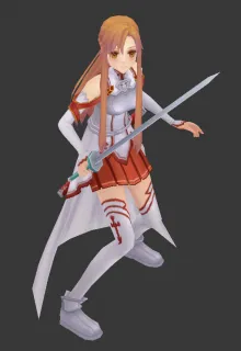 手持利剑的游戏角色结城明日奈3D模型