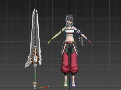 二次元美女模型 带重剑和绑定