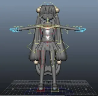 卡通长发齐臀小短裙女孩子小女孩maya模型下载！带绑定哦！